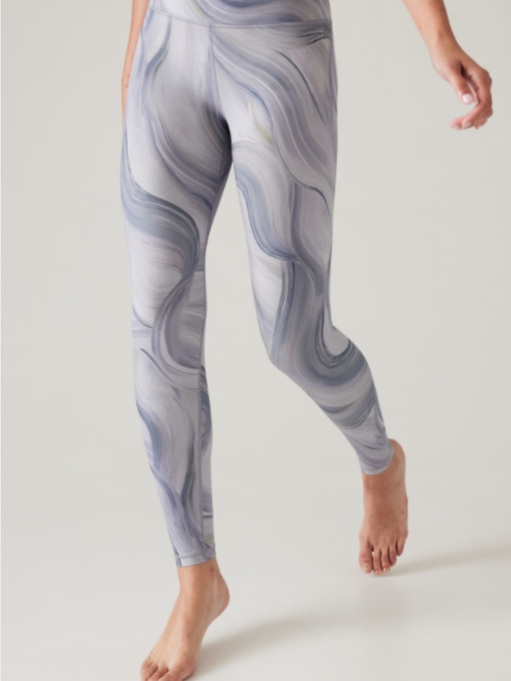 Athleta Marble-Print Elation Tight in Gray and Blue Tones
